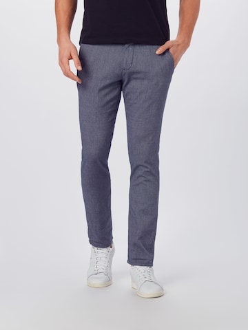 TOM TAILOR DENIM Slimfit Chino nadrág - kék: elől