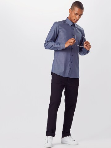 OLYMP Slim Fit Риза 'Level 5' в синьо