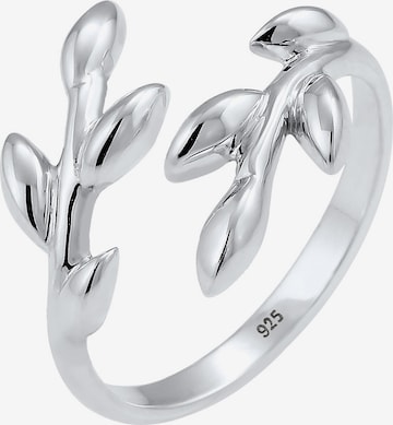 ELLI Ring 'Blatt' in Zilver: voorkant