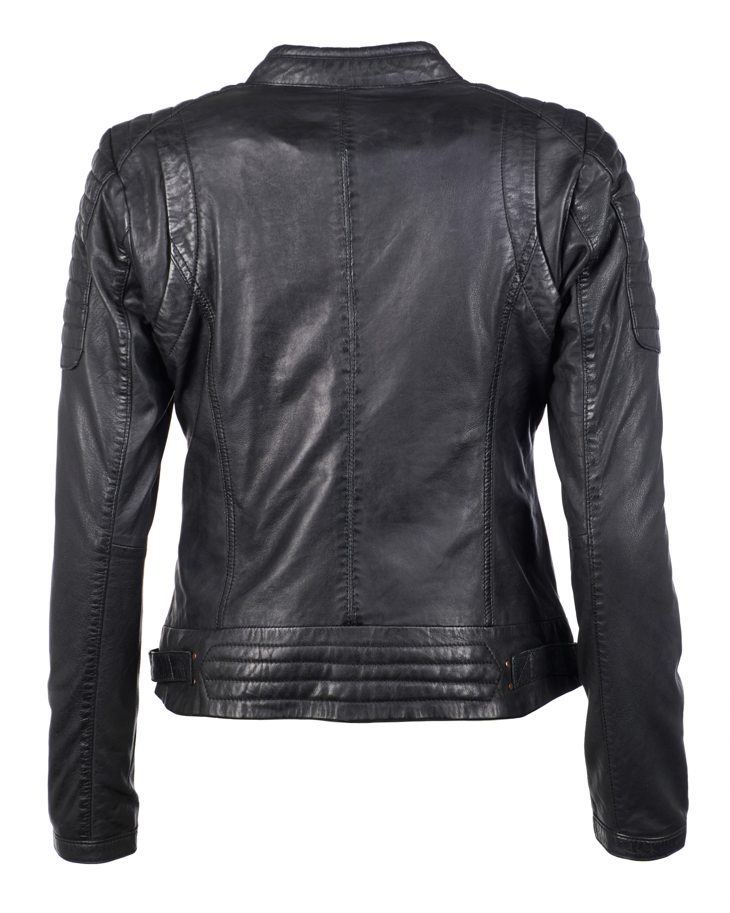 Maze Biker Lederjacke mit farbigem Innenfutter ' Pin ' in Schwarz