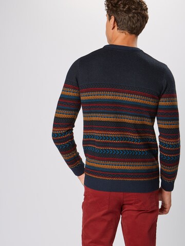 Lindbergh Sveter 'Jacquard knit' - Modrá: zadná strana