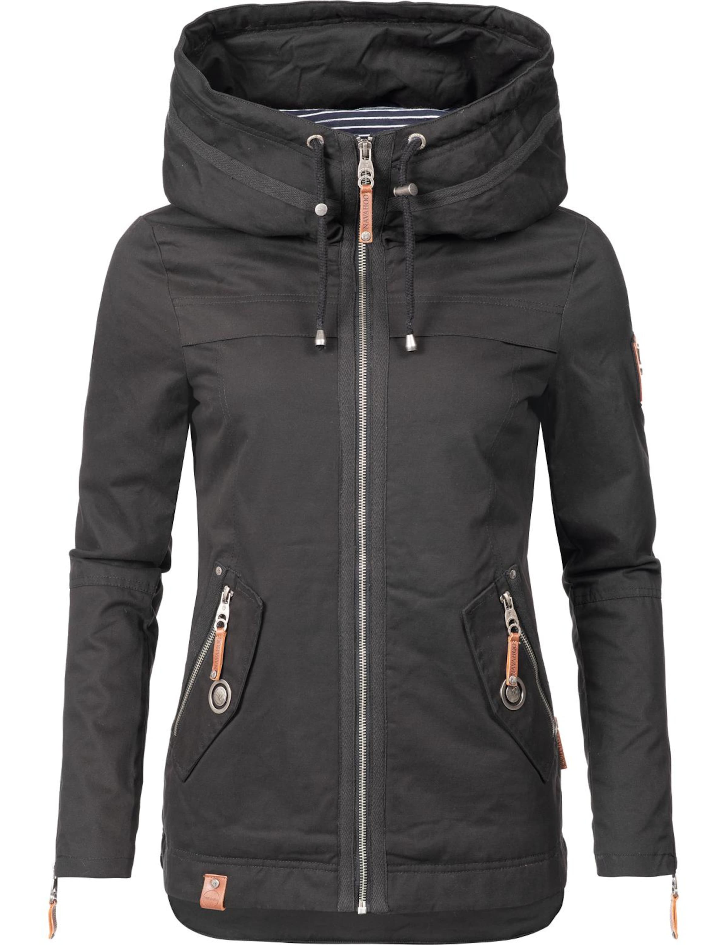 NAVAHOO Φθινοπωρινό και ανοιξιάτικο μπουφάν 'Wekoo' σε μαύρο: μπροστά