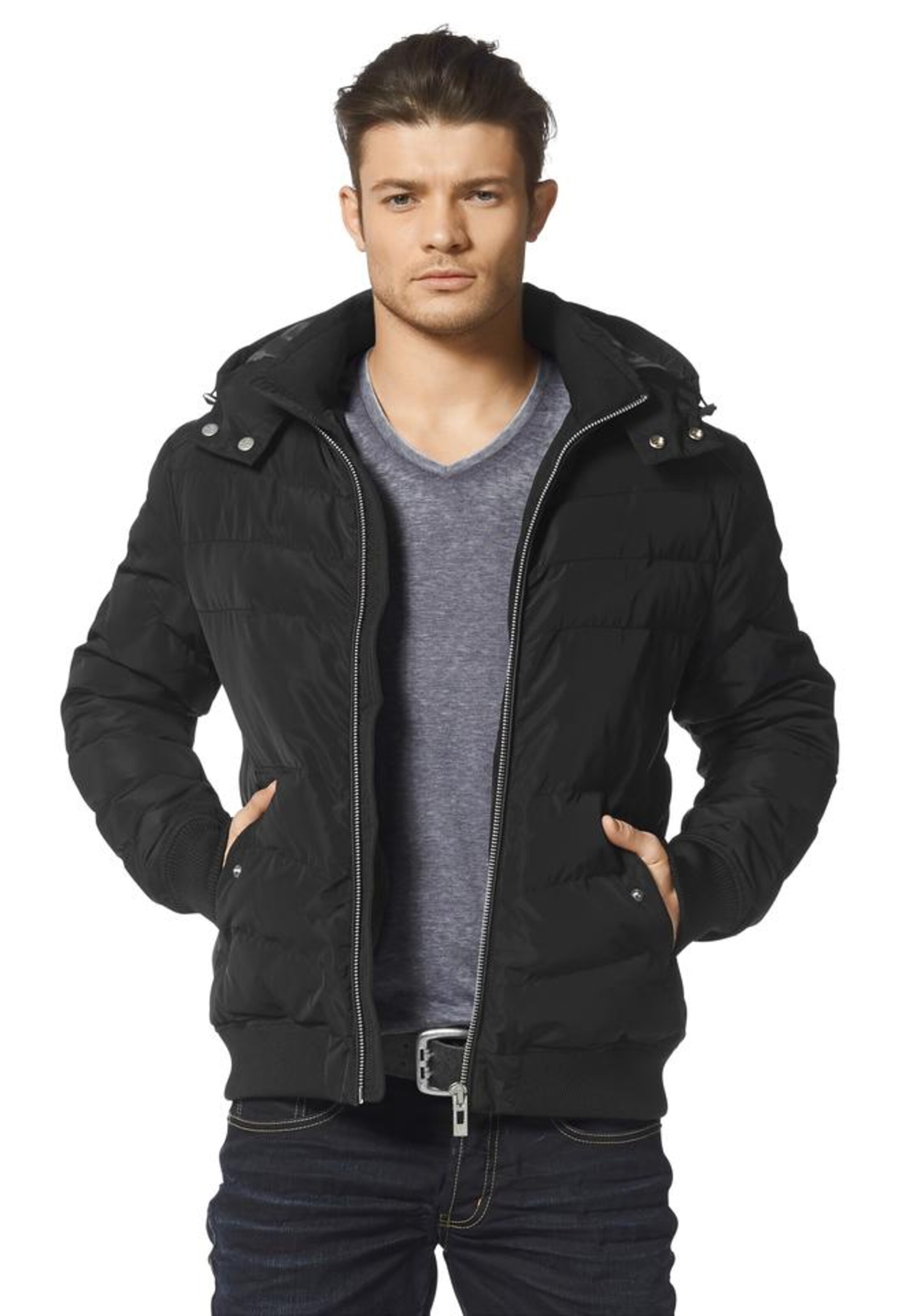 Bruno Banani Steppjacke in Schwarz: Vorderseite