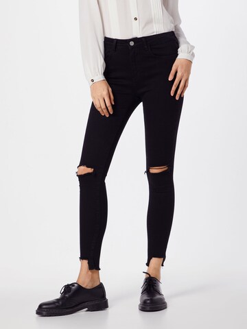 NA-KD Skinny Džíny 'High Waist Ripped Jeans' – černá: přední strana