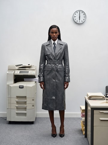 Grey Leather Trench Look by LeGer by Lena Gercke