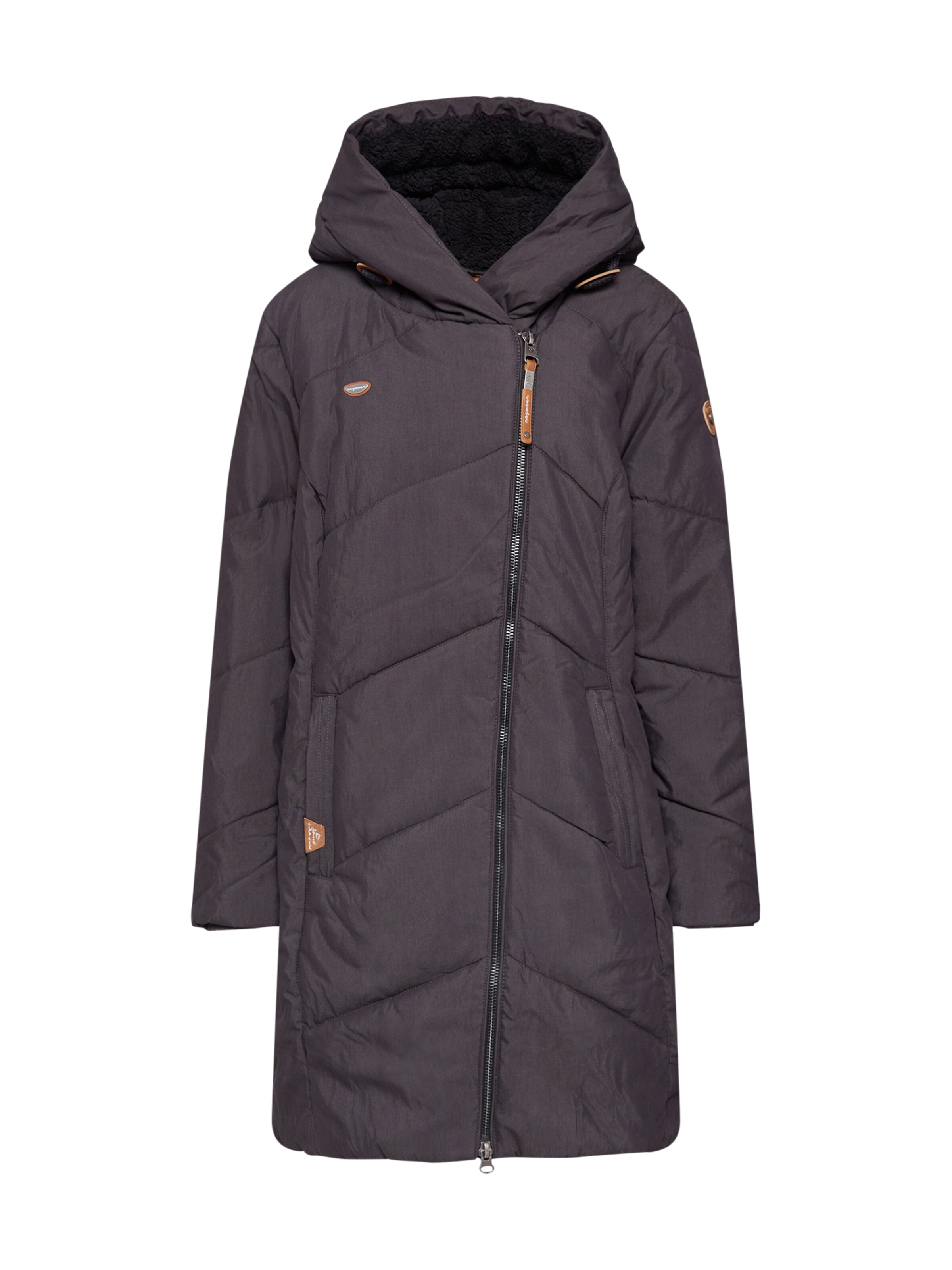 Ragwear Plus - Wintermantel 'MONADIS HEARTS PLUS' in de kleur Zwart