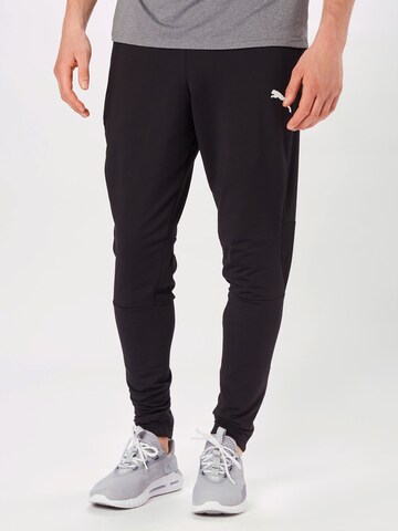 PUMASlimfit Sportske hlače - crna boja: prednji dio