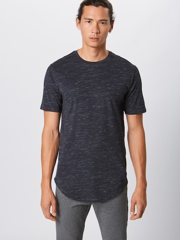 Only & Sons Тениска 'onsMATTY MELANGE LONGY TEE' в синьо