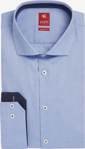 PURE Slim fit Button Up Shirt 'Chices City' in Blue