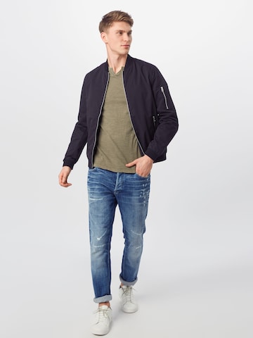 žalia JACK & JONES Standartinis modelis Marškinėliai 'Split'