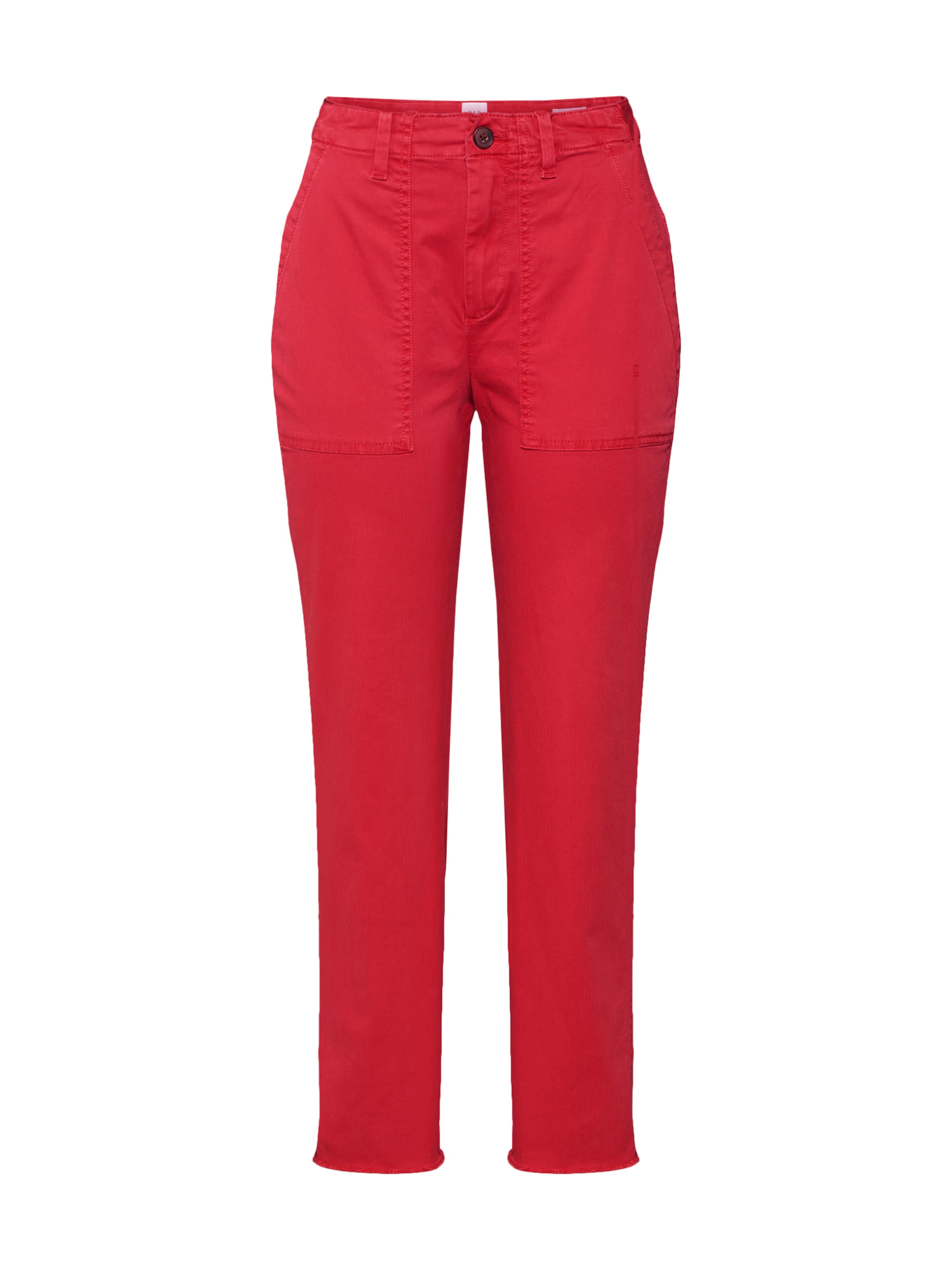 red utility trousers