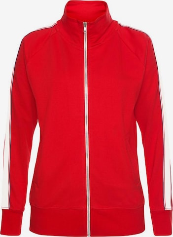 HIS JEANS Zip-Up Hoodie in Red: front