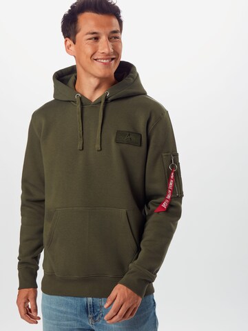 ALPHA INDUSTRIES - Regular Fit Sweatshirt 'Red Stripe' em verde: frente