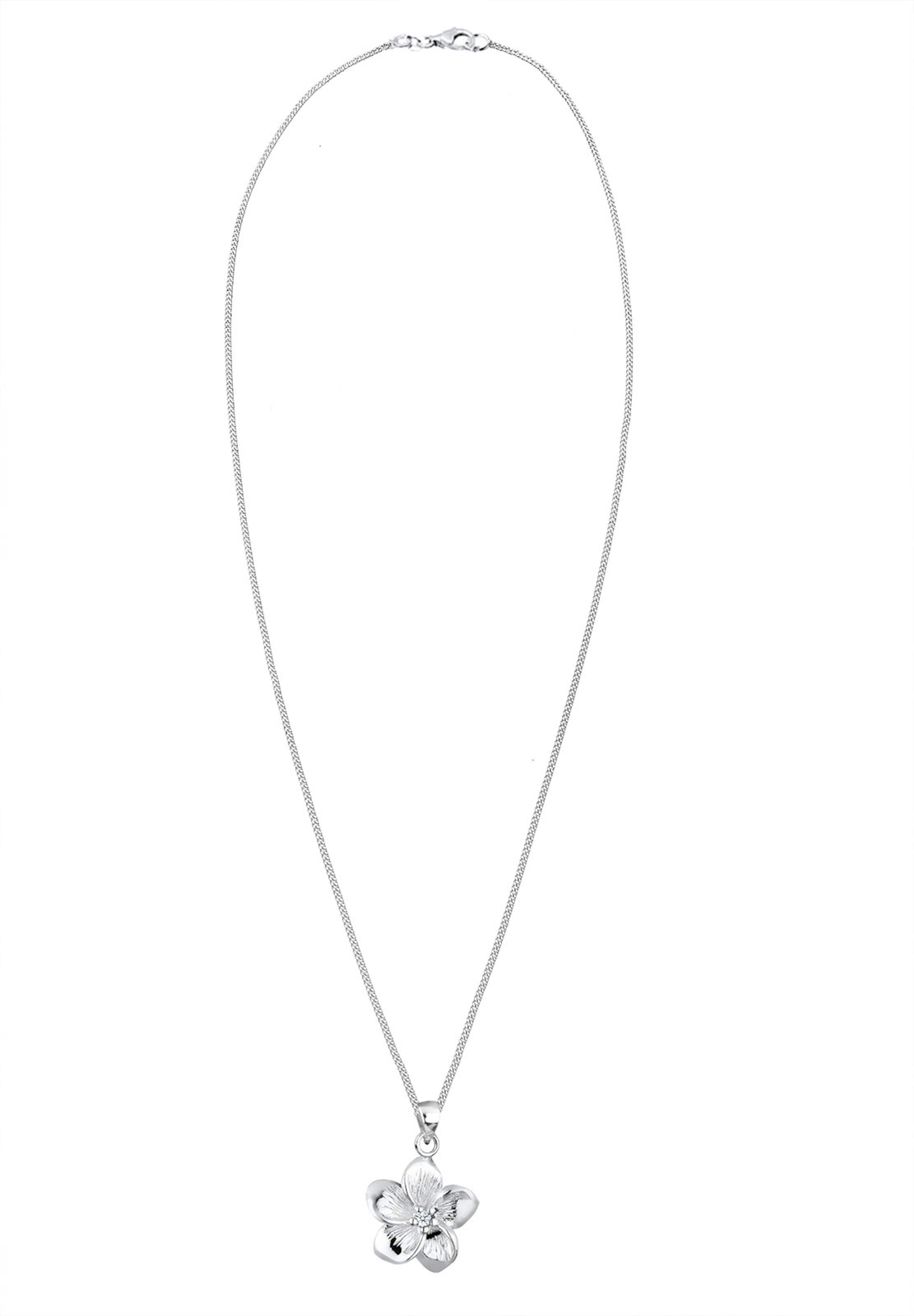 ELLI PREMIUM Necklace 'Frangipani Blüte' in Silver: front