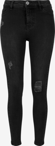 Urban Classics - Skinny Calças de ganga em preto: frente