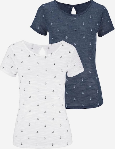 BEACH TIME T-shirt en marine / blanc, Vue avec produit