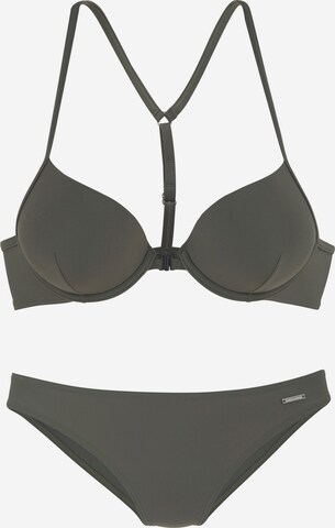 BRUNO BANANI Push-up Bikiny – zelená: přední strana