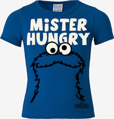 LOGOSHIRT Shirt 'Krümelmonster - Mister Hungry' in de kleur Blauw / Wit, Productweergave