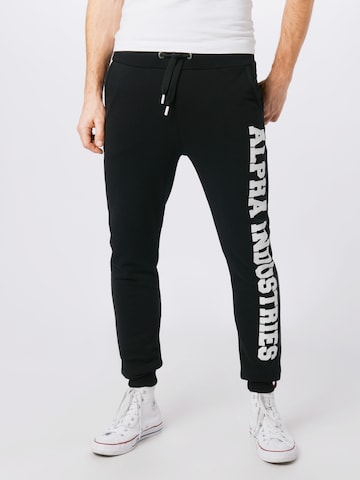 Effilé Pantalon ALPHA INDUSTRIES en noir : devant