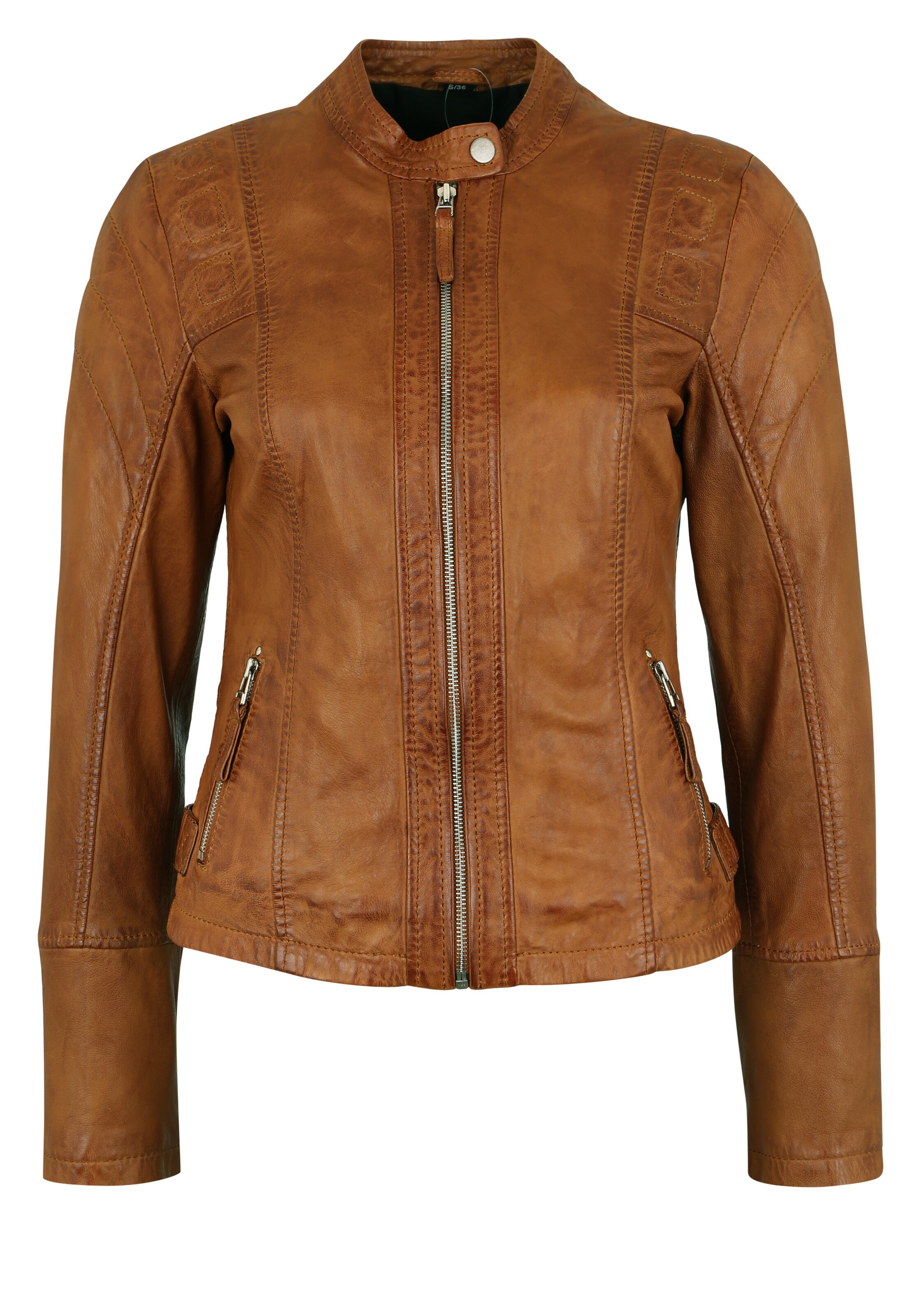 7ELEVEN Lederjacke 'Elly' in Braun: Vorderseite