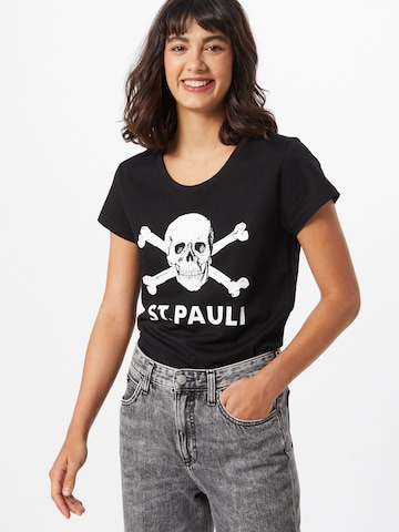 T-shirt 'Totenkopf' FC St. Pauli en noir : devant