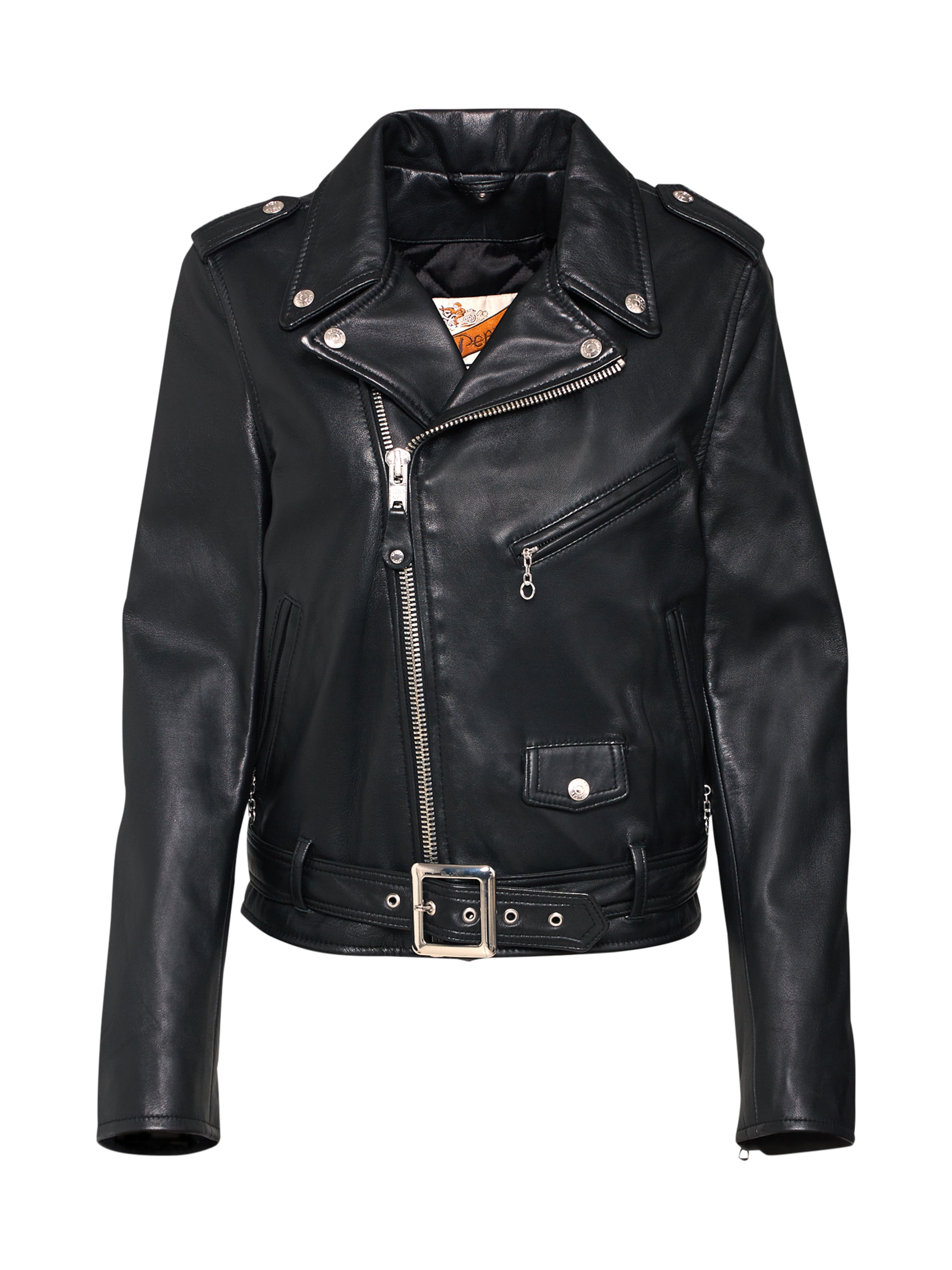 melns Schott NYC Starpsezonu jaka: no priekšpuses