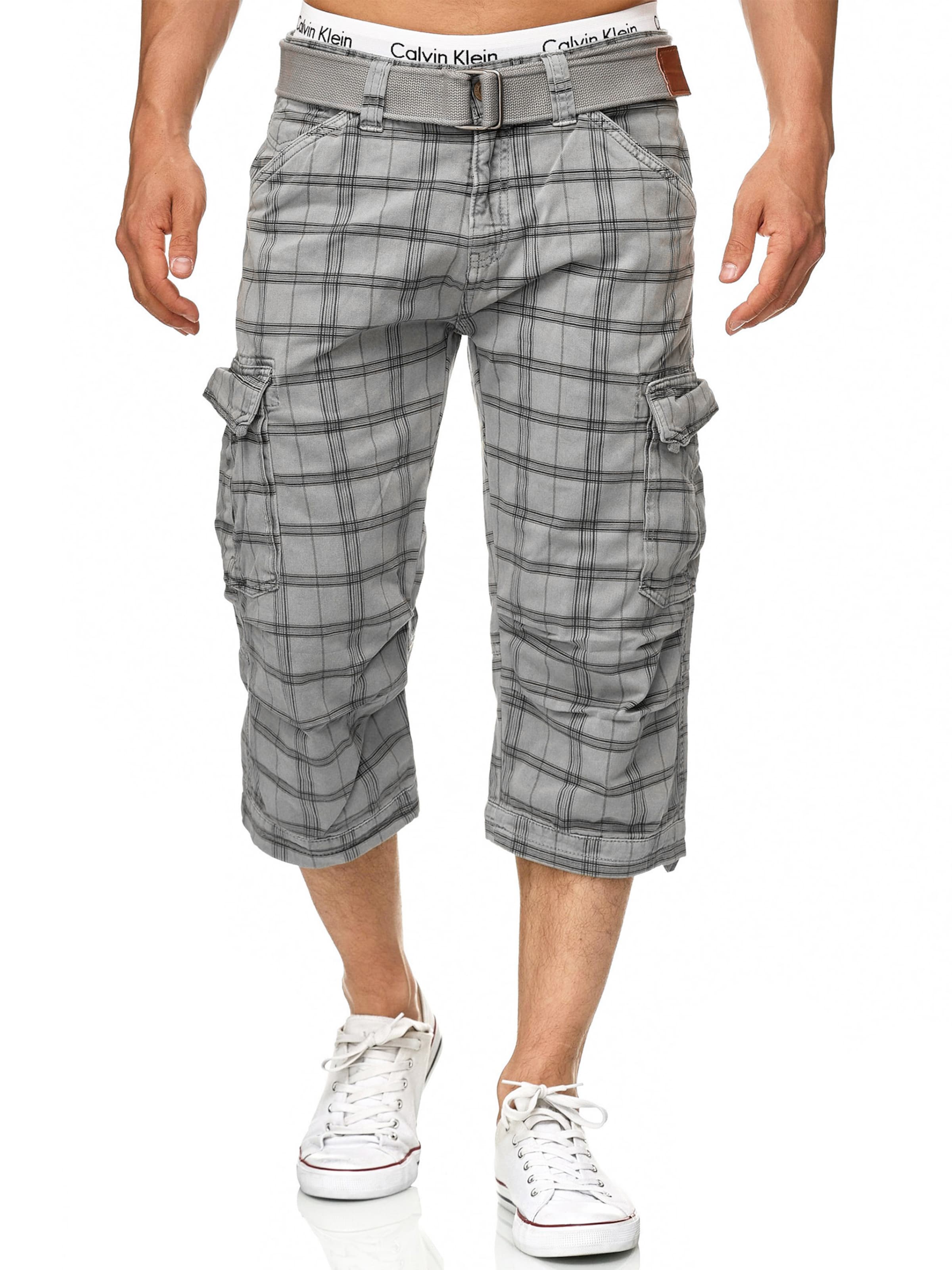 INDICODE JEANS Regular Cargo trousers 'Nicolas Check' in Grey: front