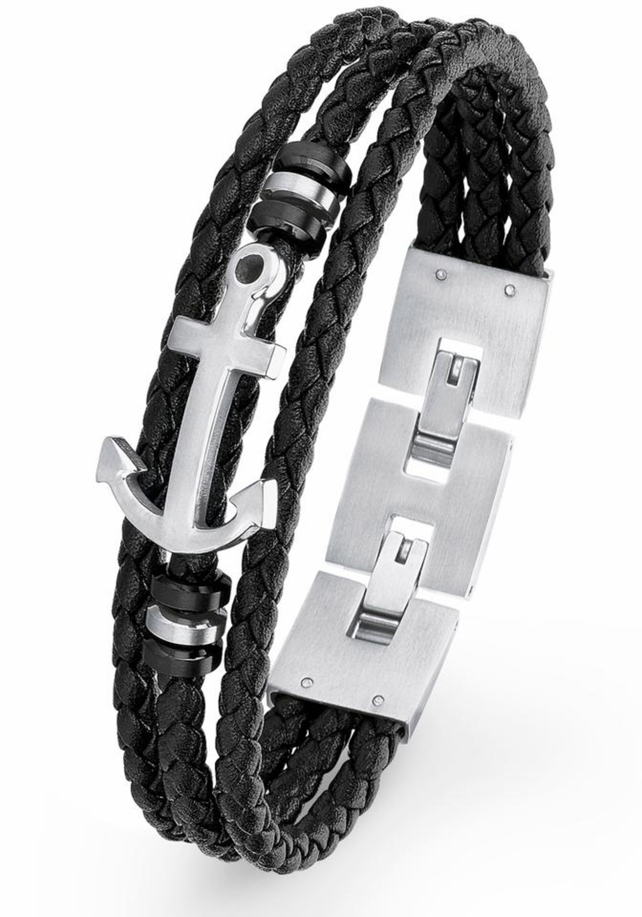 s.Oliver Armband 'Anker, 2018683' in Schwarz: Vorderseite