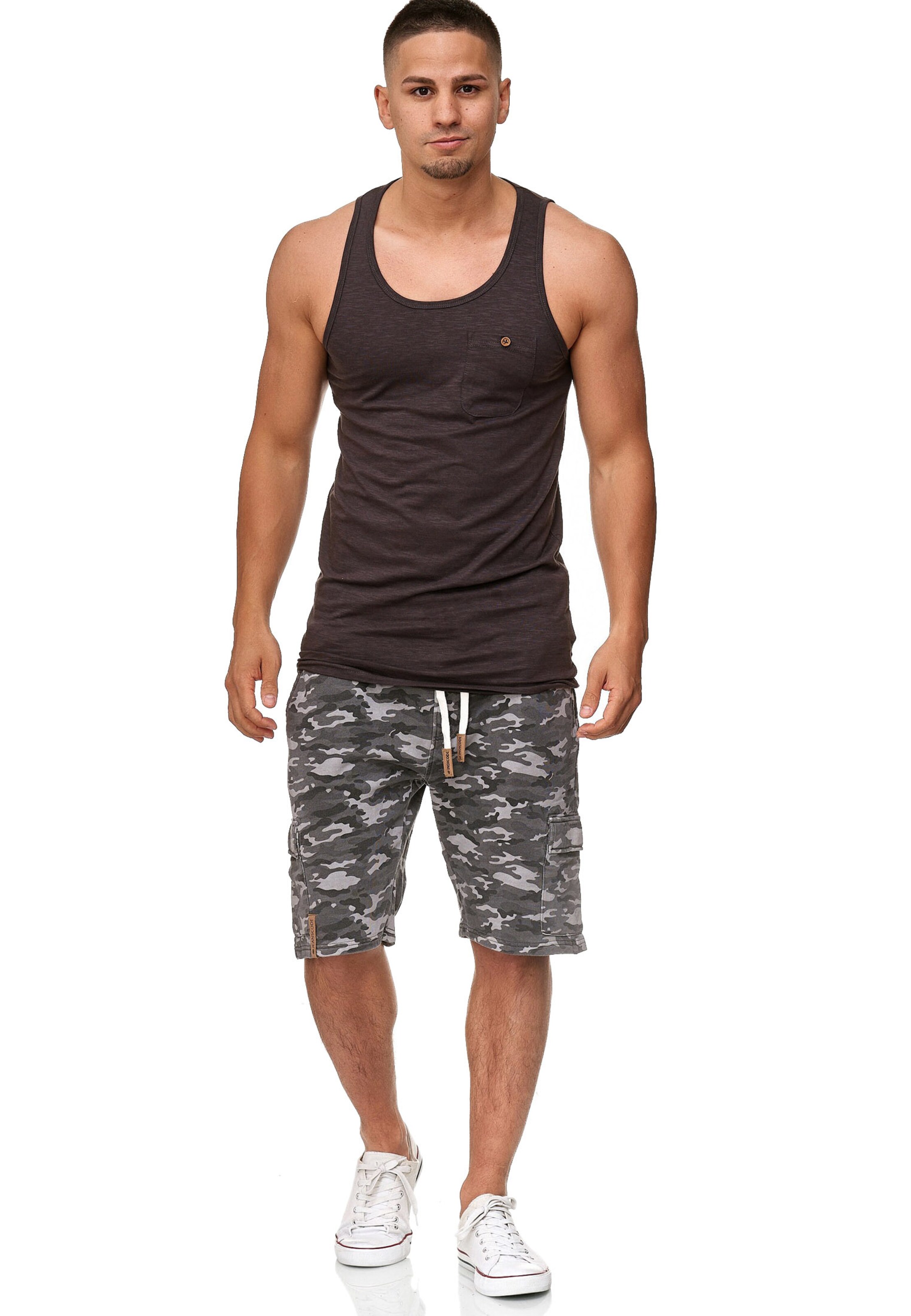 INDICODE JEANS Regular Shorts 'White Rock' in Grau