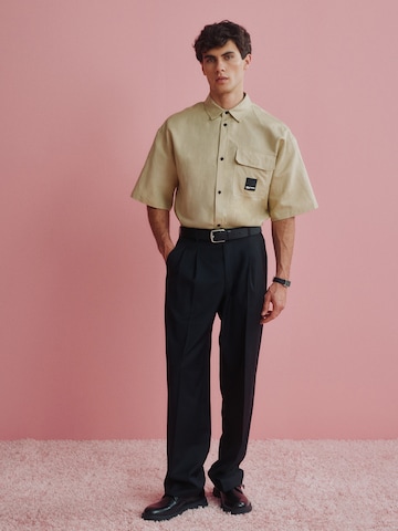 Beige Shirt With Long Trousers Look