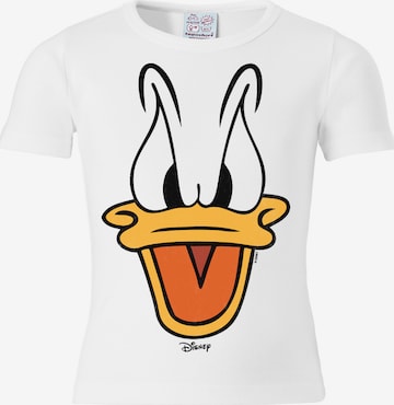 LOGOSHIRT T-Shirt 'Donald Duck - Disney' in Weiß: predná strana