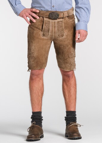 SPIETH & WENSKY Slim fit Traditional pants 'Mayen' in Brown: front