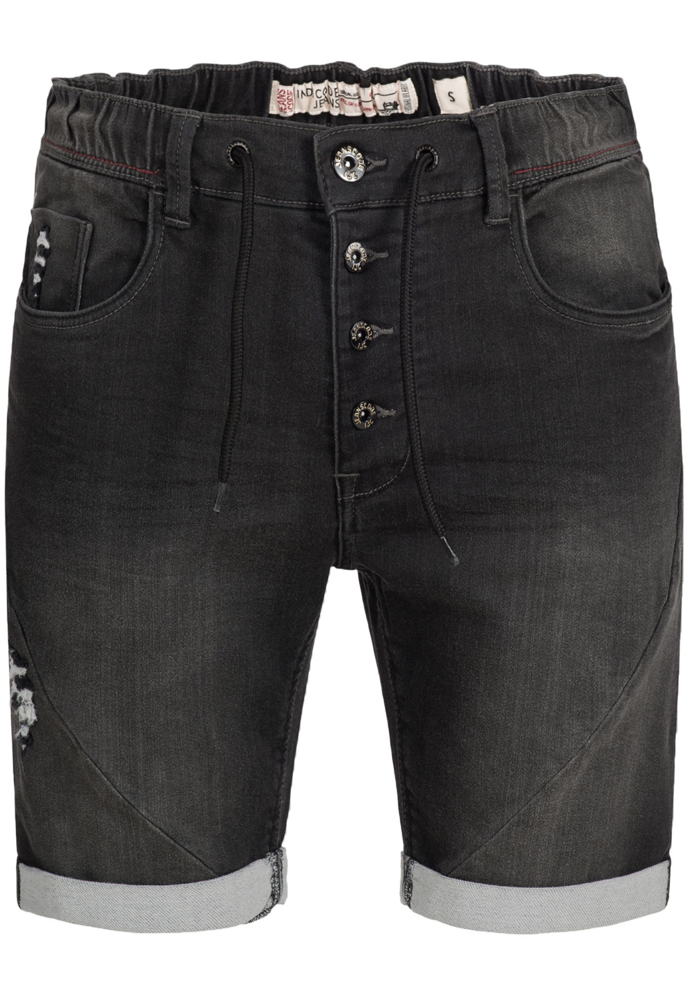 INDICODE JEANS Shorts 'Piano' in Schwarz: Vorderseite