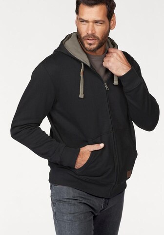 Man's World Zip-Up Hoodie in Black: front