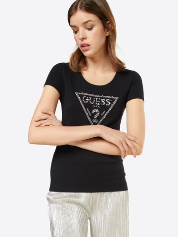 GUESS Shirt 'LUCENT' in Zwart: voorkant