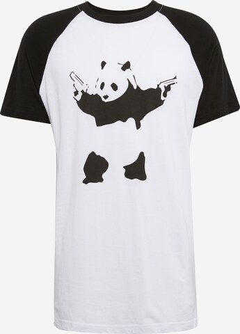 Maglietta 'Banksy Panda' di Mister Tee in bianco: frontale