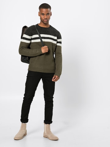 Only & Sons - Jersey 'onsLAZLO STRIPED CREW NECK KNIT' en verde