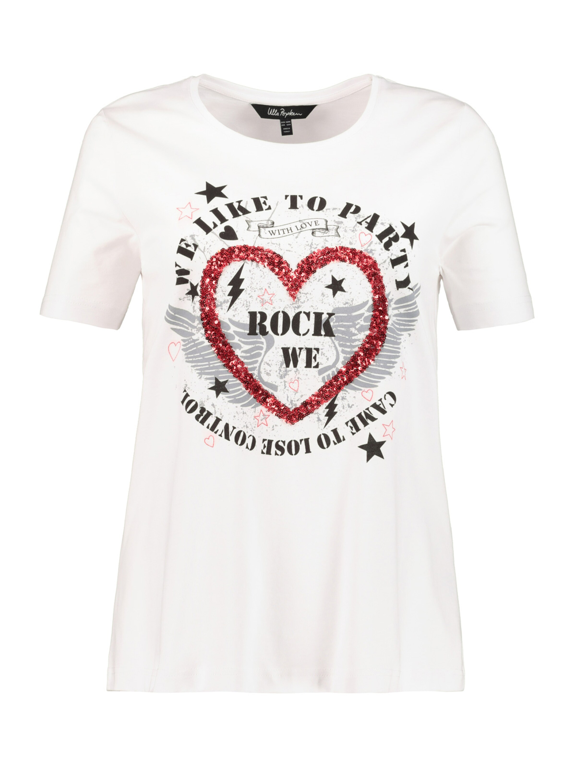 Ulla Popken - Shirt 'ROCK THE WORLD' in de kleur Wit