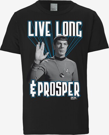 LOGOSHIRT Shirt 'Star Trek – Live Long & Prosper' in Black: front