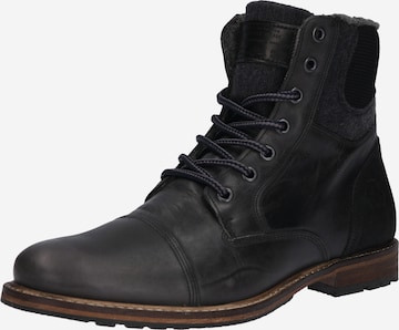 BULLBOXER Lace-Up Boots in Black: front