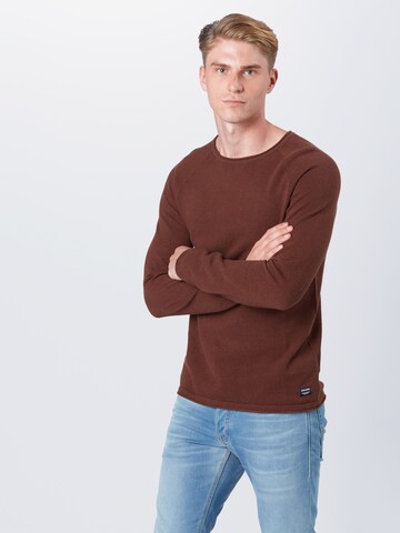 JACK & JONES Klasický střih Svetr 'Hill' – hnědá: přední strana