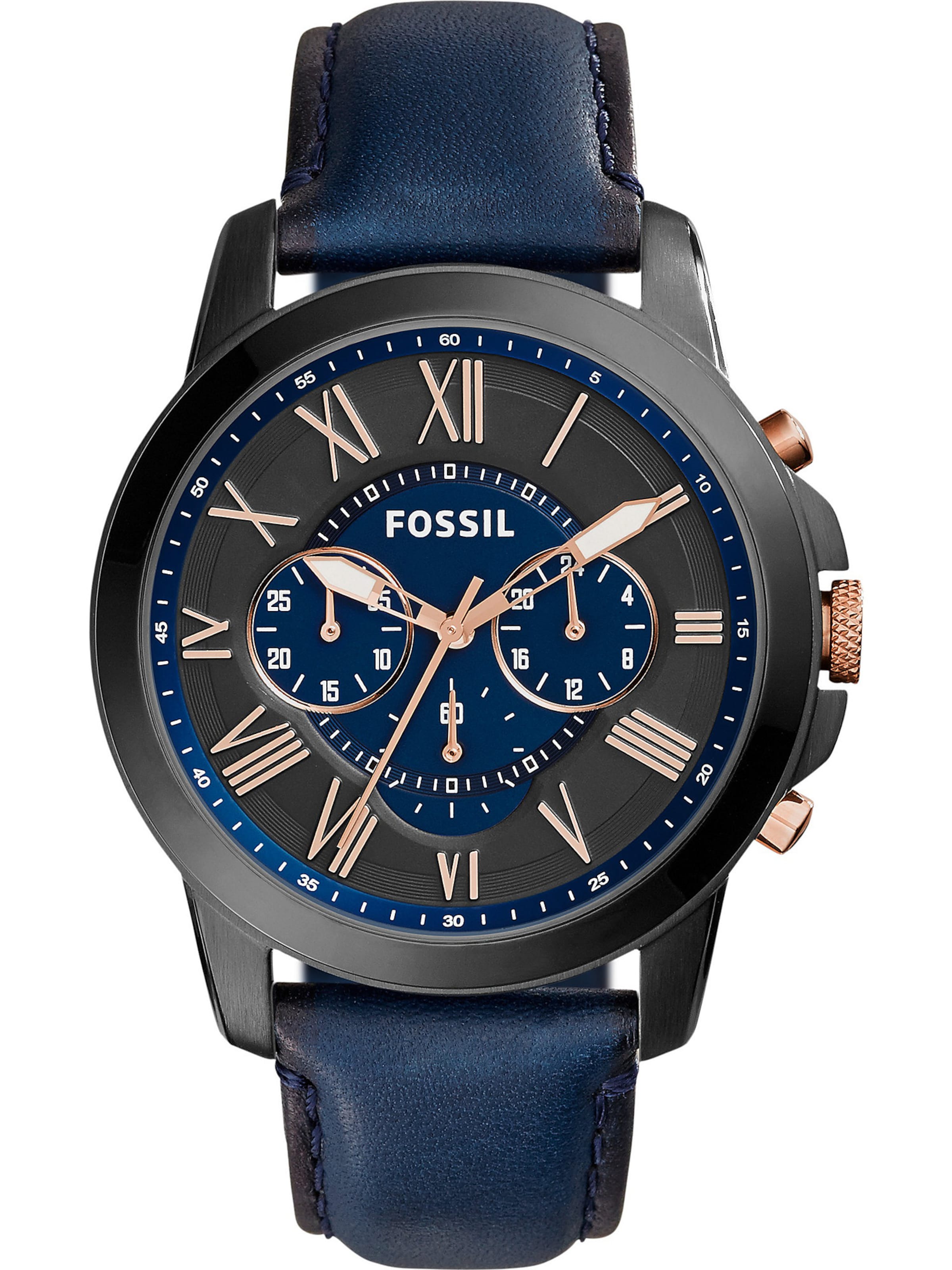 FOSSIL Аналогов часовник 'GRANT, FS4835' в синьо: отпред