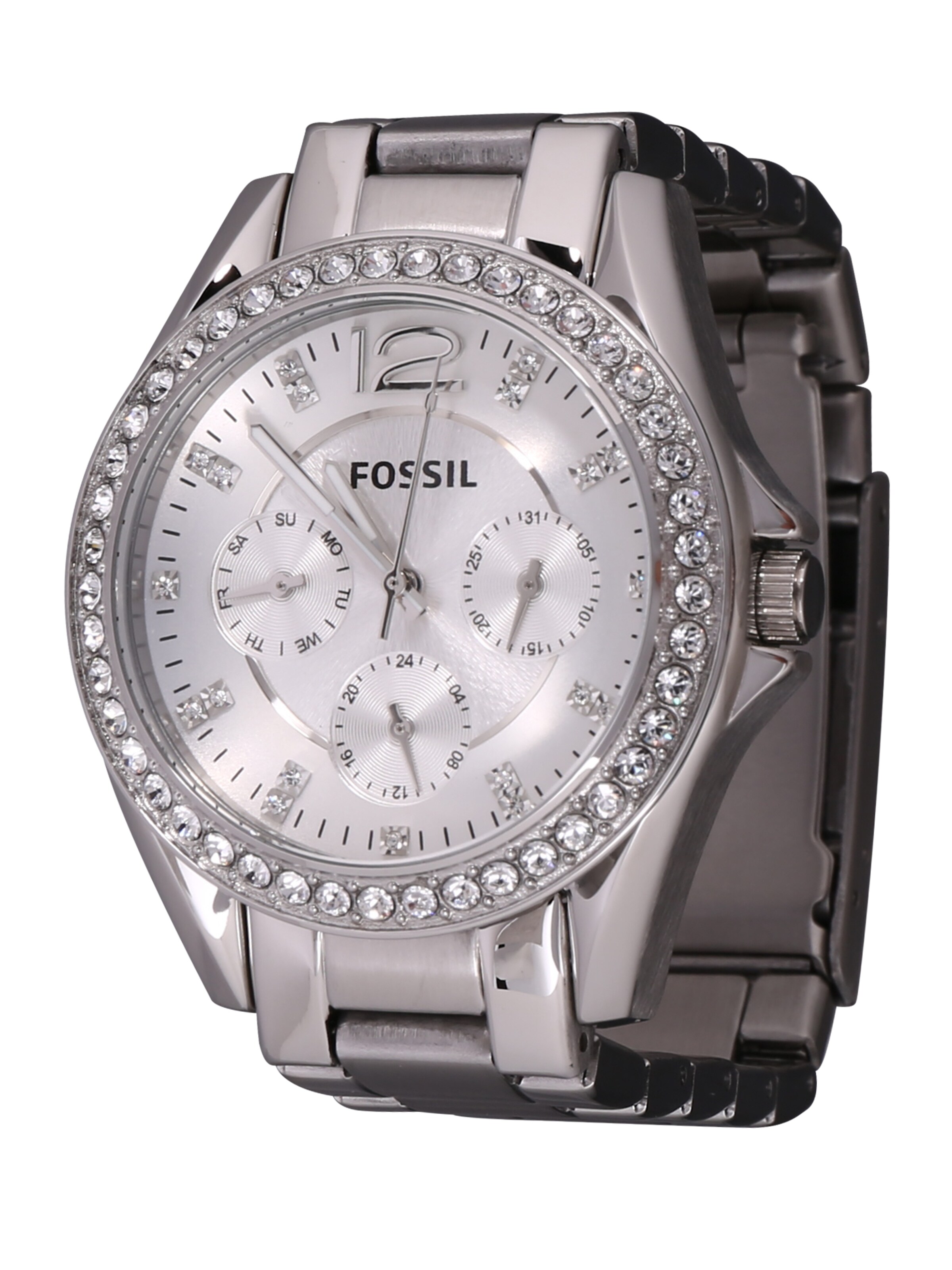FOSSIL Analoog horloge 'RILEY' in Zilver: voorkant