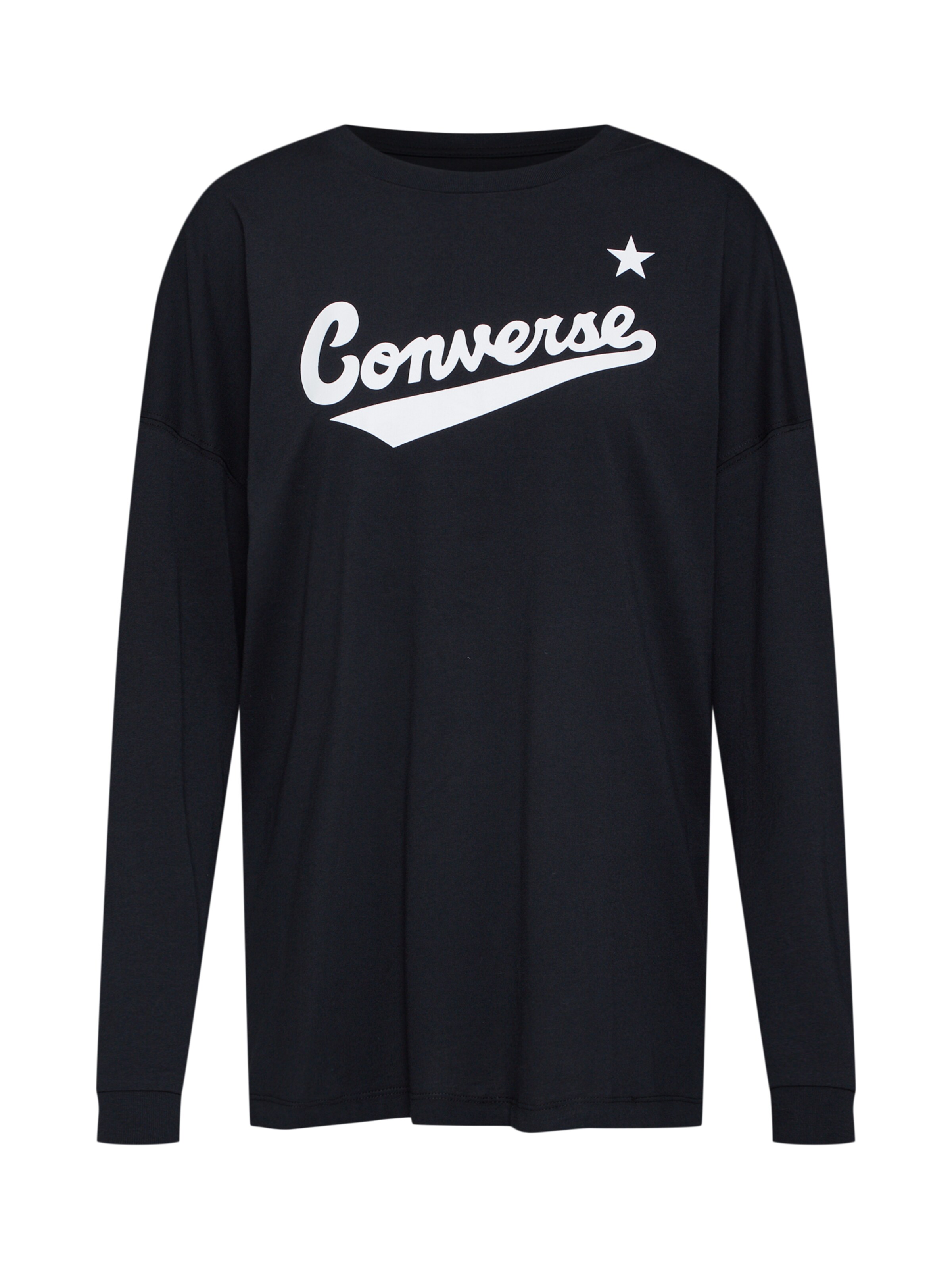 CONVERSE - Shirt 'LS CREW TEE NOVA' in de kleur Zwart