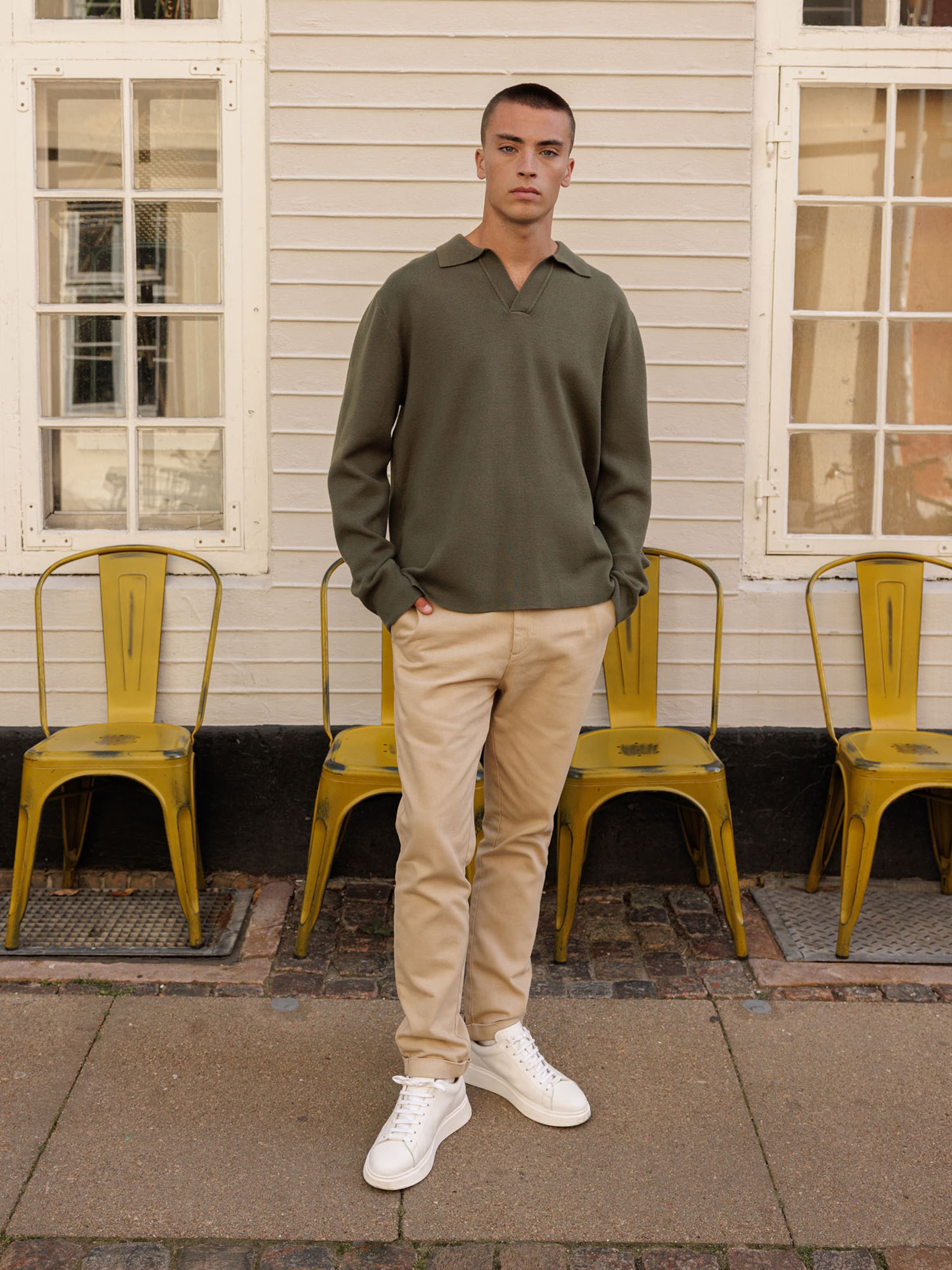 George - Olive Polo Shirt Look
