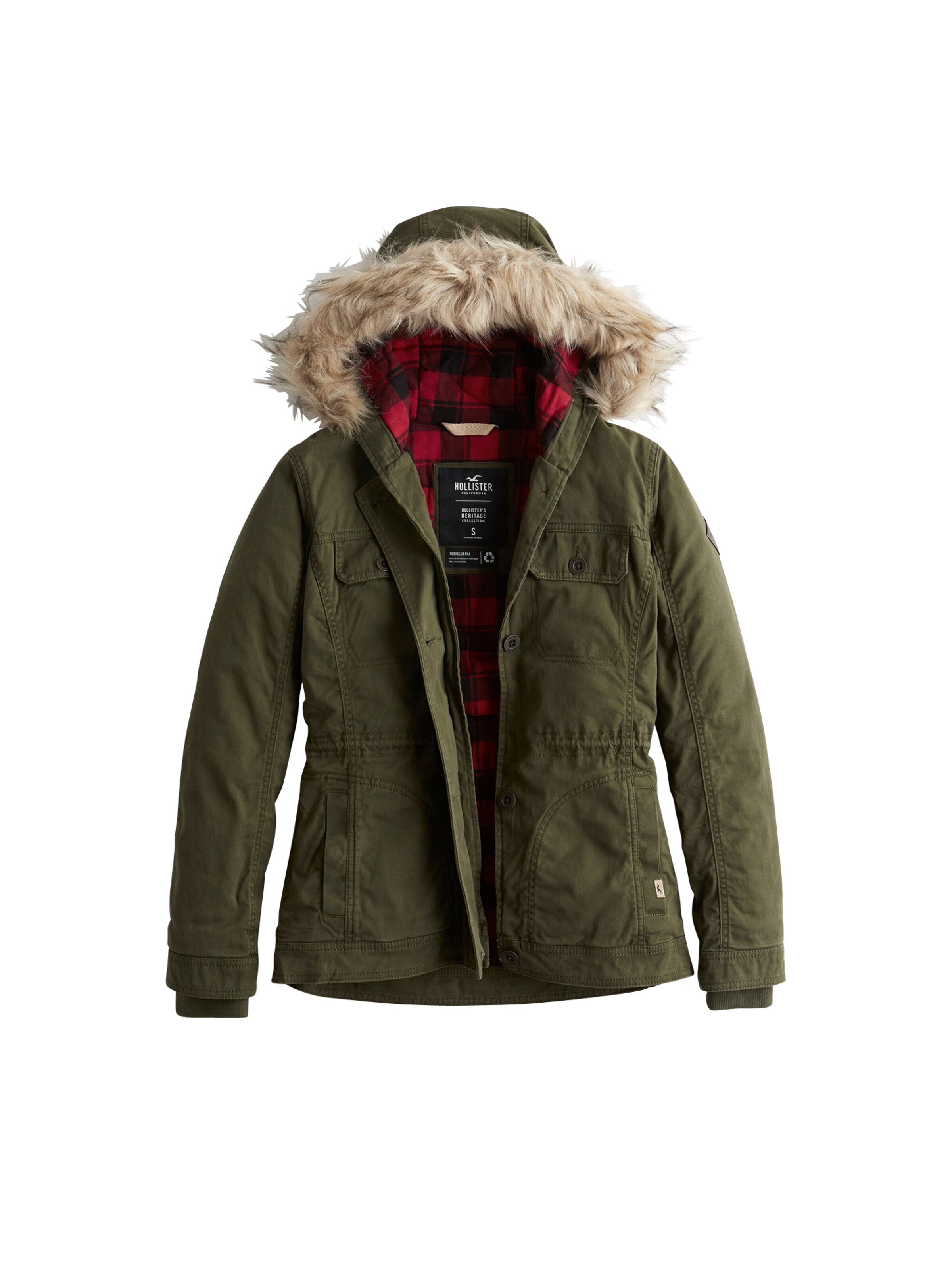 HOLLISTER - Winterjas 'LD19-DTC MIDWT LINED TWILL ANORAK  4CC' in de kleur Olijfgroen