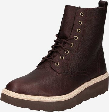 CLARKS Lace-Up Ankle Boots 'Trace Pine' in Red