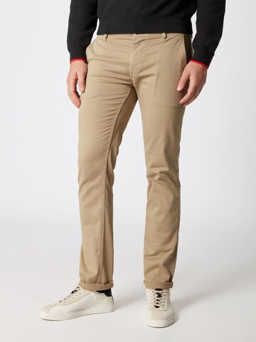 BOSS - Slimfit Calças chino em bege: frente