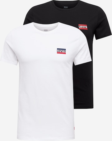 LEVI'S Shirt '2PK CREWNECK GRAPHIC MULTI-COLOR' in Zwart: voorkant
