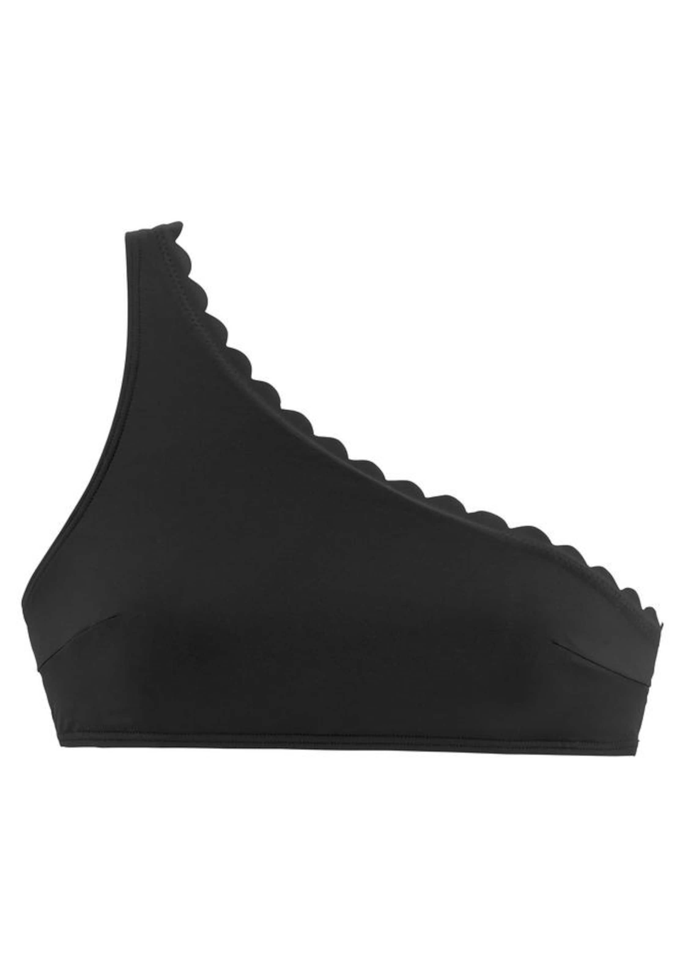 LASCANA - regular Top de bikini 'Scallop' en negro: frente